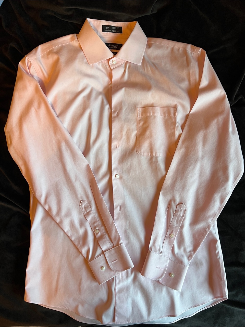Classic Nordstrom Men's Light Pink Dress Shirt - Tailored Long Sleeve Trim Fit